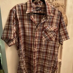 Levi's Men's Casual Plaid Shirt - Brown and White